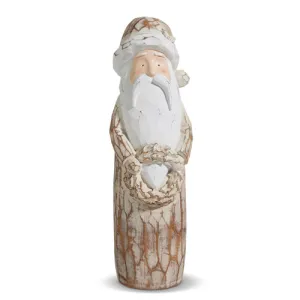 17" Natural Distressed Carved Santa Figurine