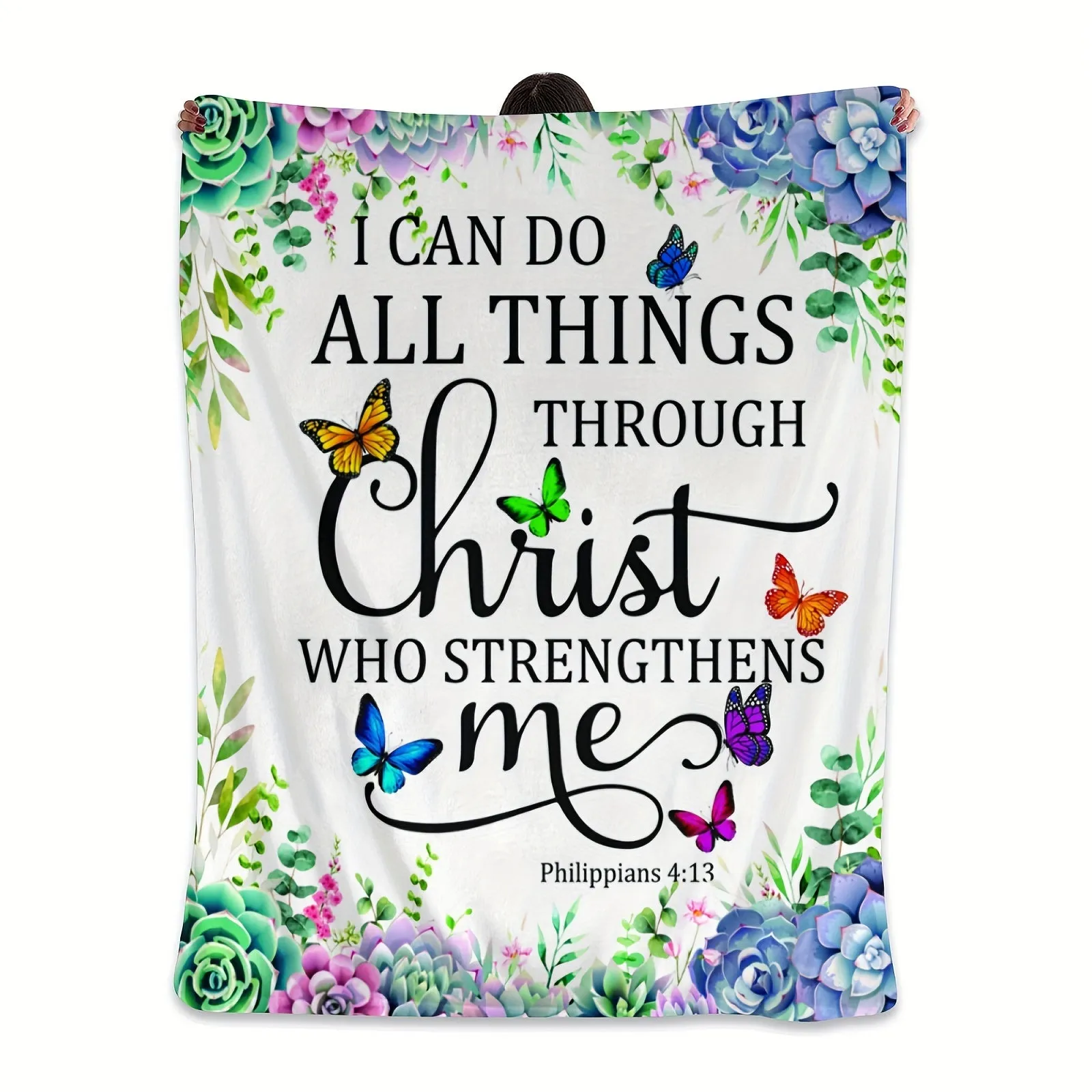 1pc Cozy Inspirational Christian Prayer Throw Blanket - Soft Flannel Bible Verse Gift for Women - Healing Comfort, Warmth, and Faith