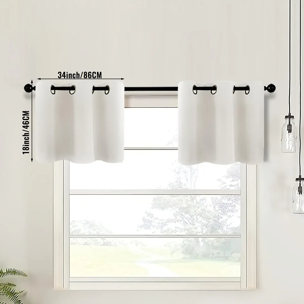 2-Piece Blackout Valance Panels - Room Darkening, Grommet Top, Half Window Treatment for Kitchen, Bathroom, Basement, Living Room, Office - Easy Home Decor Solution