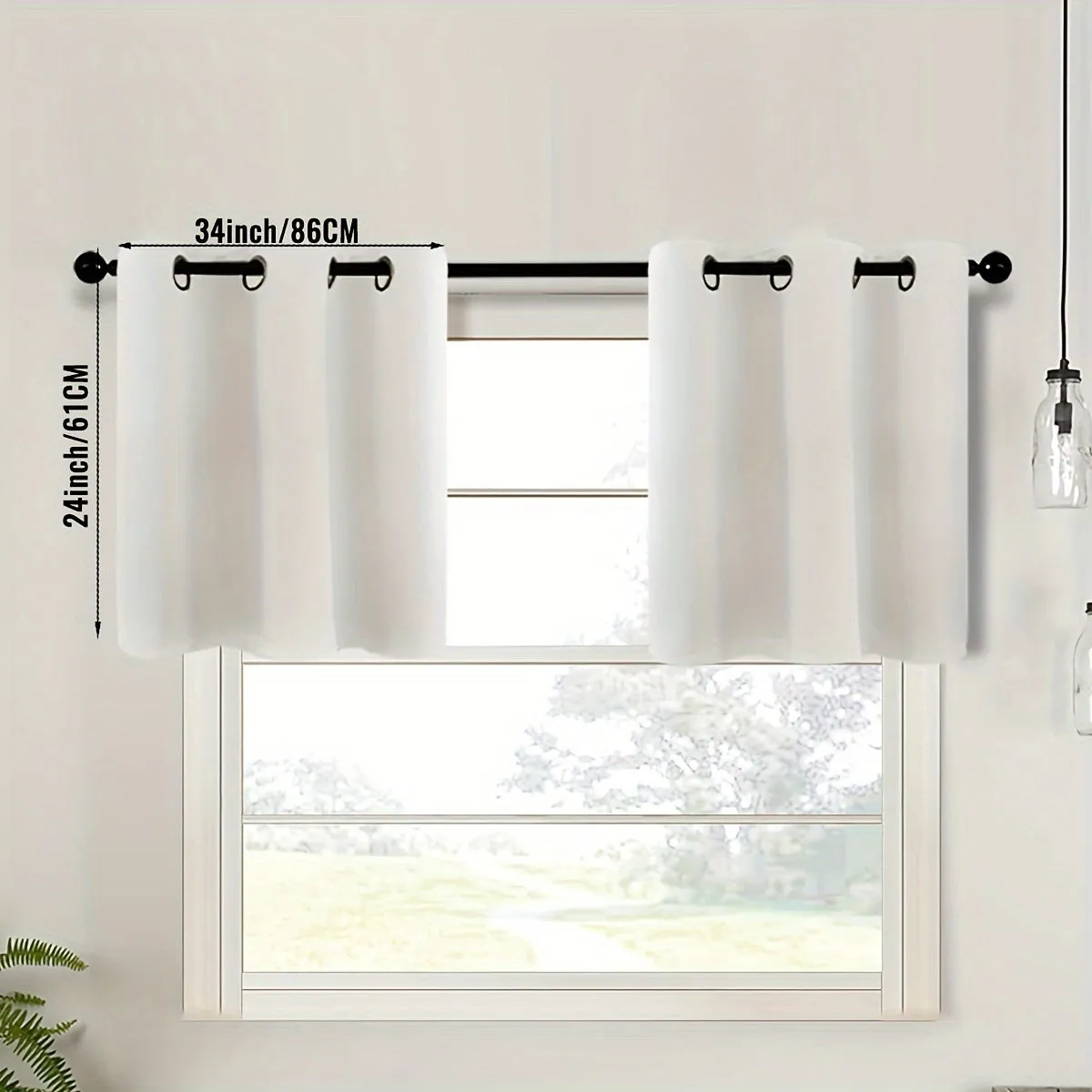 2-Piece Blackout Valance Panels - Room Darkening, Grommet Top, Half Window Treatment for Kitchen, Bathroom, Basement, Living Room, Office - Easy Home Decor Solution