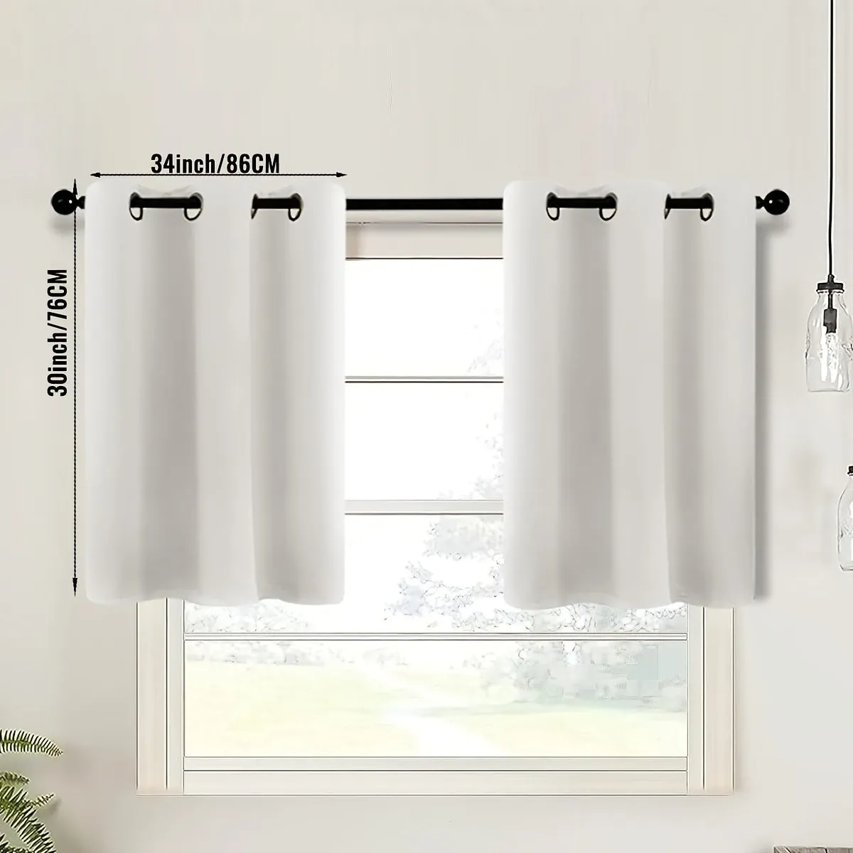 2-Piece Blackout Valance Panels - Room Darkening, Grommet Top, Half Window Treatment for Kitchen, Bathroom, Basement, Living Room, Office - Easy Home Decor Solution