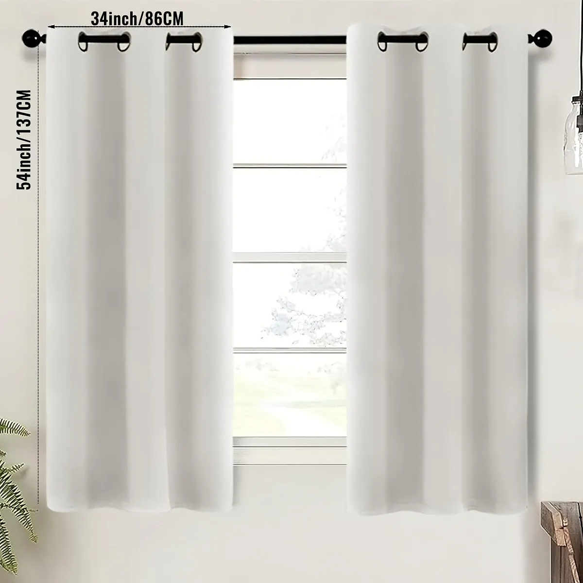 2-Piece Blackout Valance Panels - Room Darkening, Grommet Top, Half Window Treatment for Kitchen, Bathroom, Basement, Living Room, Office - Easy Home Decor Solution