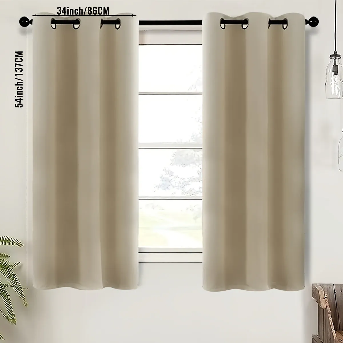 2-Piece Blackout Valance Panels - Room Darkening, Grommet Top, Half Window Treatment for Kitchen, Bathroom, Basement, Living Room, Office - Easy Home Decor Solution