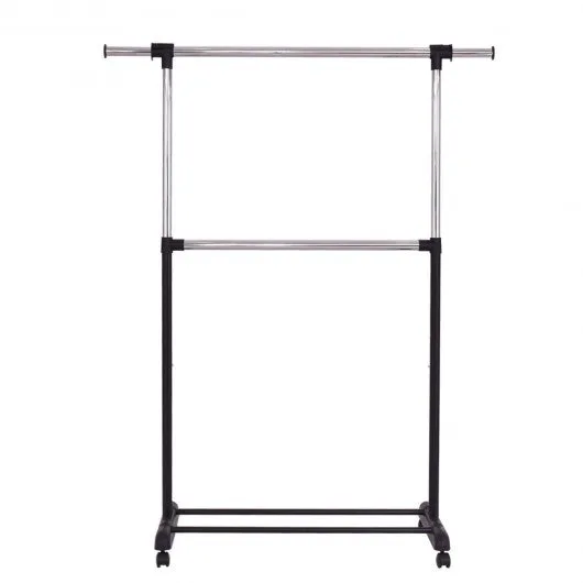 2 Rod Garment Rack Adjustable Clothes Hanger