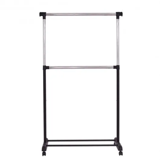 2 Rod Garment Rack Adjustable Clothes Hanger