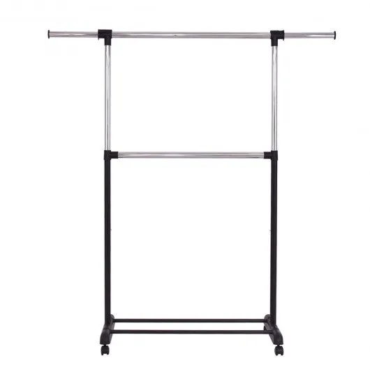 2 Rod Garment Rack Adjustable Clothes Hanger