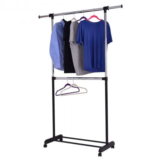 2 Rod Garment Rack Adjustable Clothes Hanger