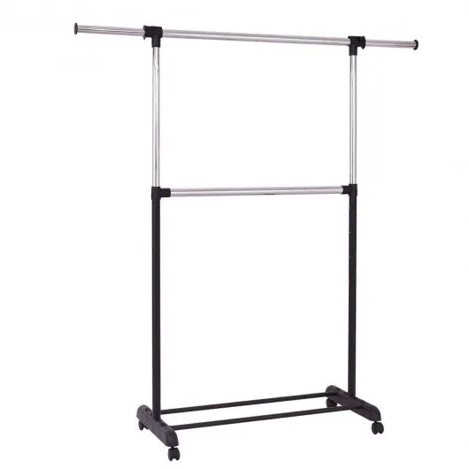 2 Rod Garment Rack Adjustable Clothes Hanger