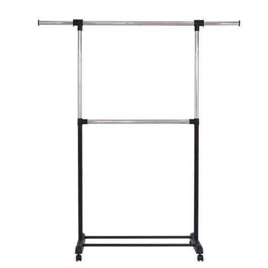 2 Rod Garment Rack Adjustable Clothes Hanger