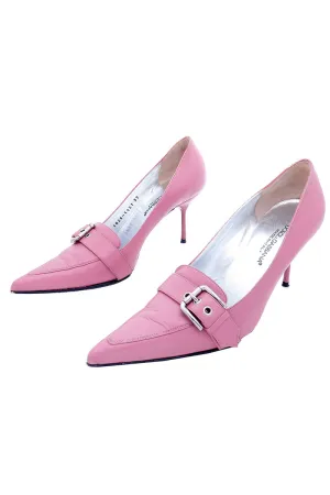 2000s Dolce & Gabbana Vintage Dusty Purple Pink Pointed Toe Buckle Shoes