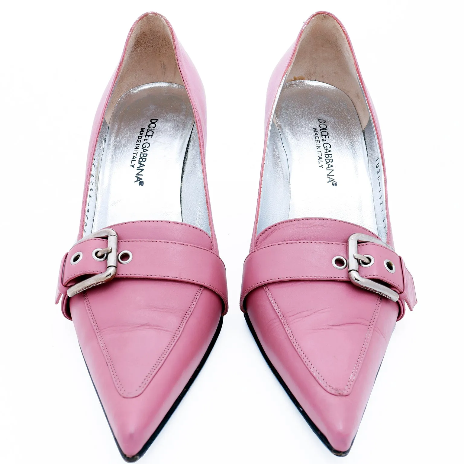 2000s Dolce & Gabbana Vintage Dusty Purple Pink Pointed Toe Buckle Shoes