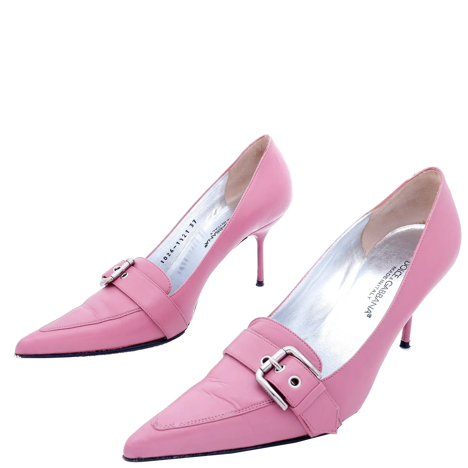 2000s Dolce & Gabbana Vintage Dusty Purple Pink Pointed Toe Buckle Shoes