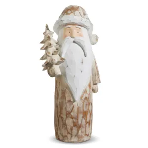 21.5" Natural Distressed Carved Santa Figurine
