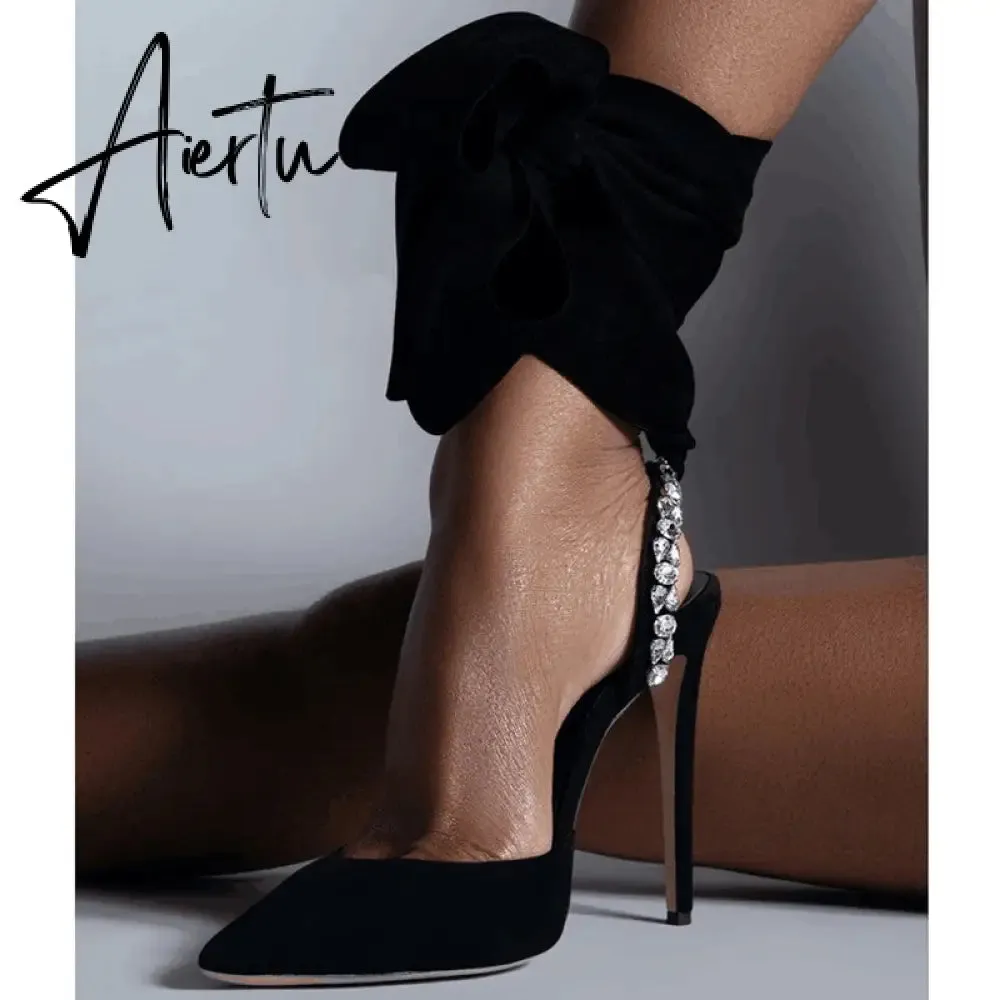Aiertu  Sandals Woman Summer Ladies Shoes Elegant High Heels Stiletto Sandals Pointed Toe Crystal Wedding Shoes Luxury Women Pumps