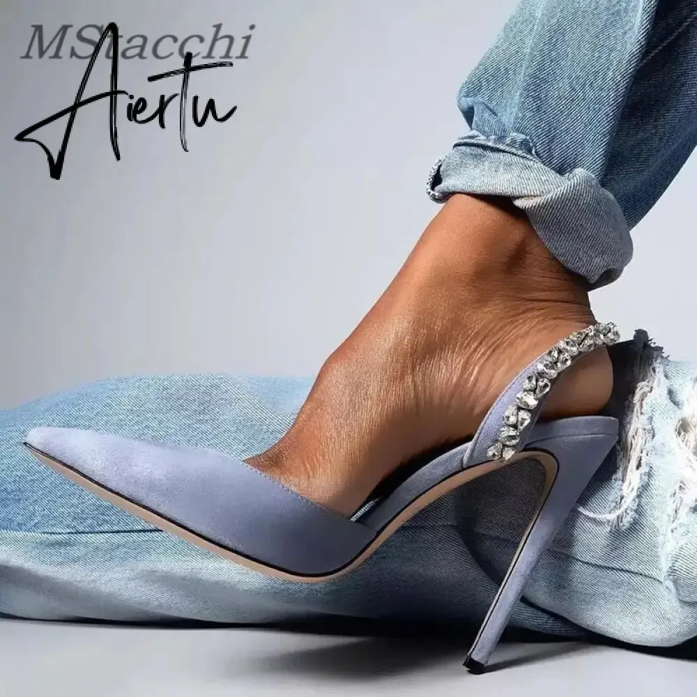 Aiertu  Sandals Woman Summer Ladies Shoes Elegant High Heels Stiletto Sandals Pointed Toe Crystal Wedding Shoes Luxury Women Pumps