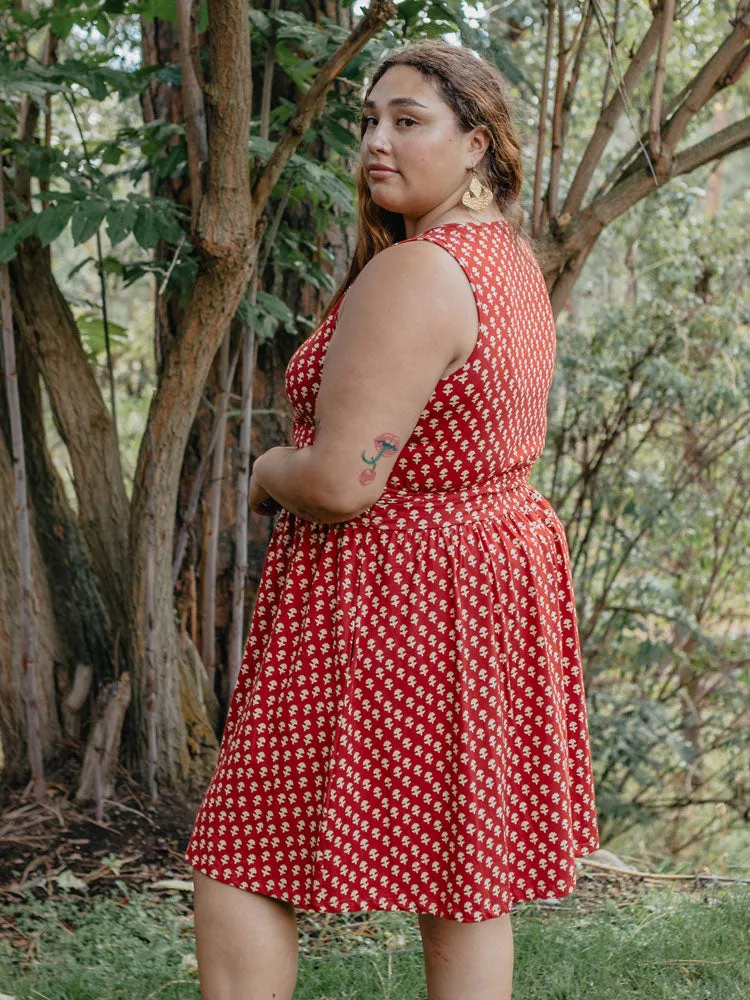 Asheville Plus Size Dress - Micro Floral Red