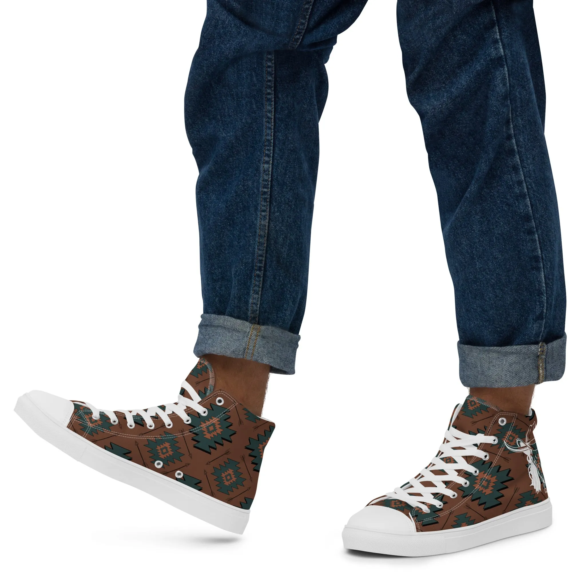 Aztec Mullet Cowboy Men’s high top canvas shoes