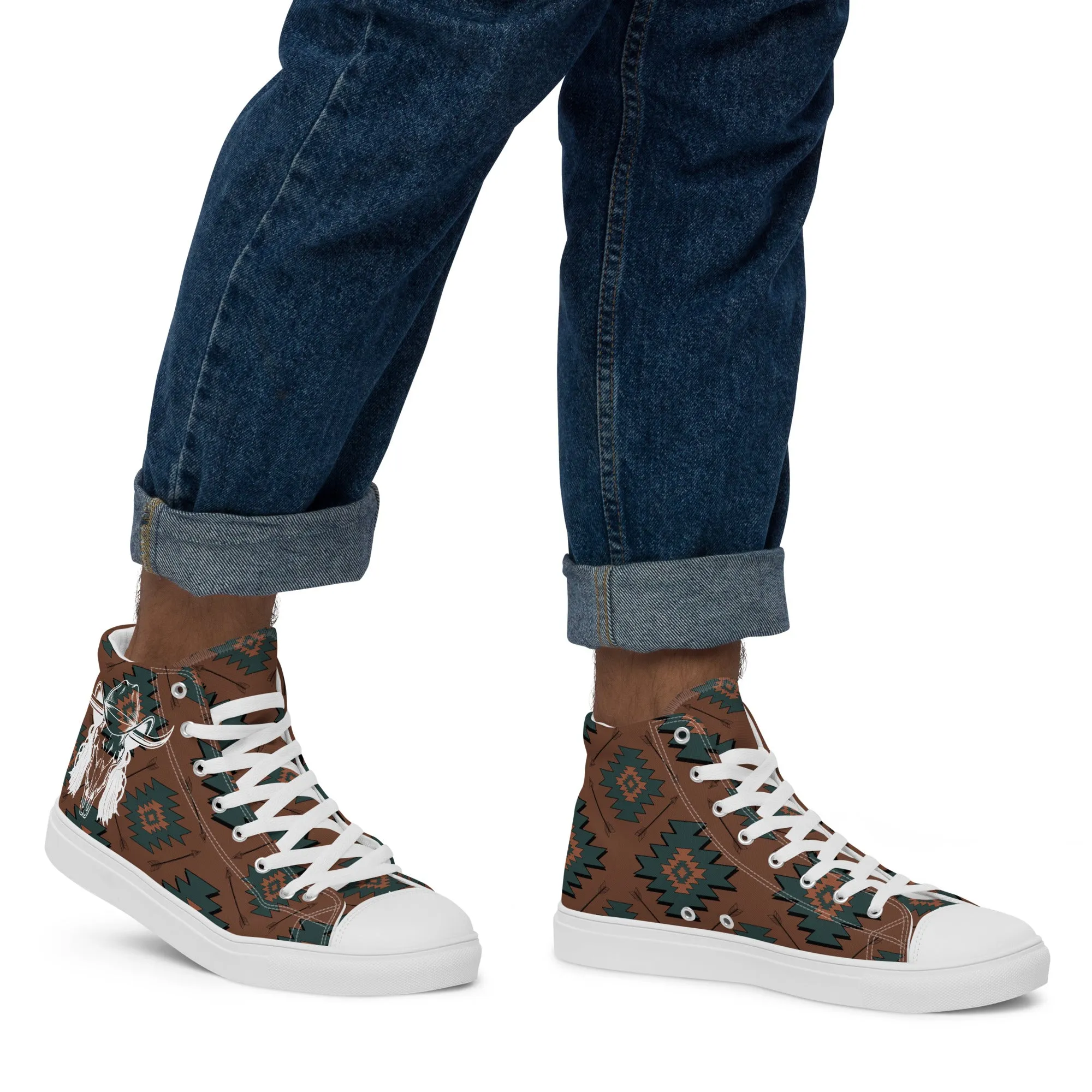 Aztec Mullet Cowboy Men’s high top canvas shoes