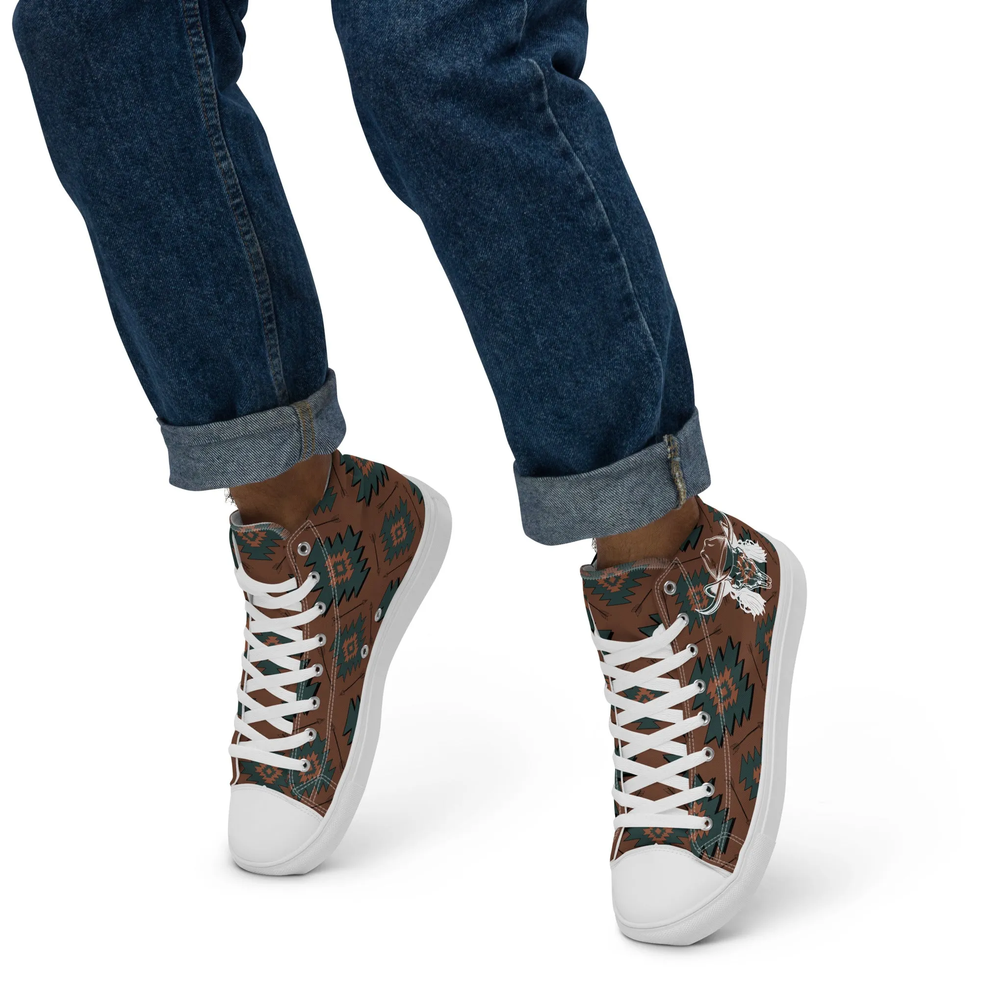 Aztec Mullet Cowboy Men’s high top canvas shoes