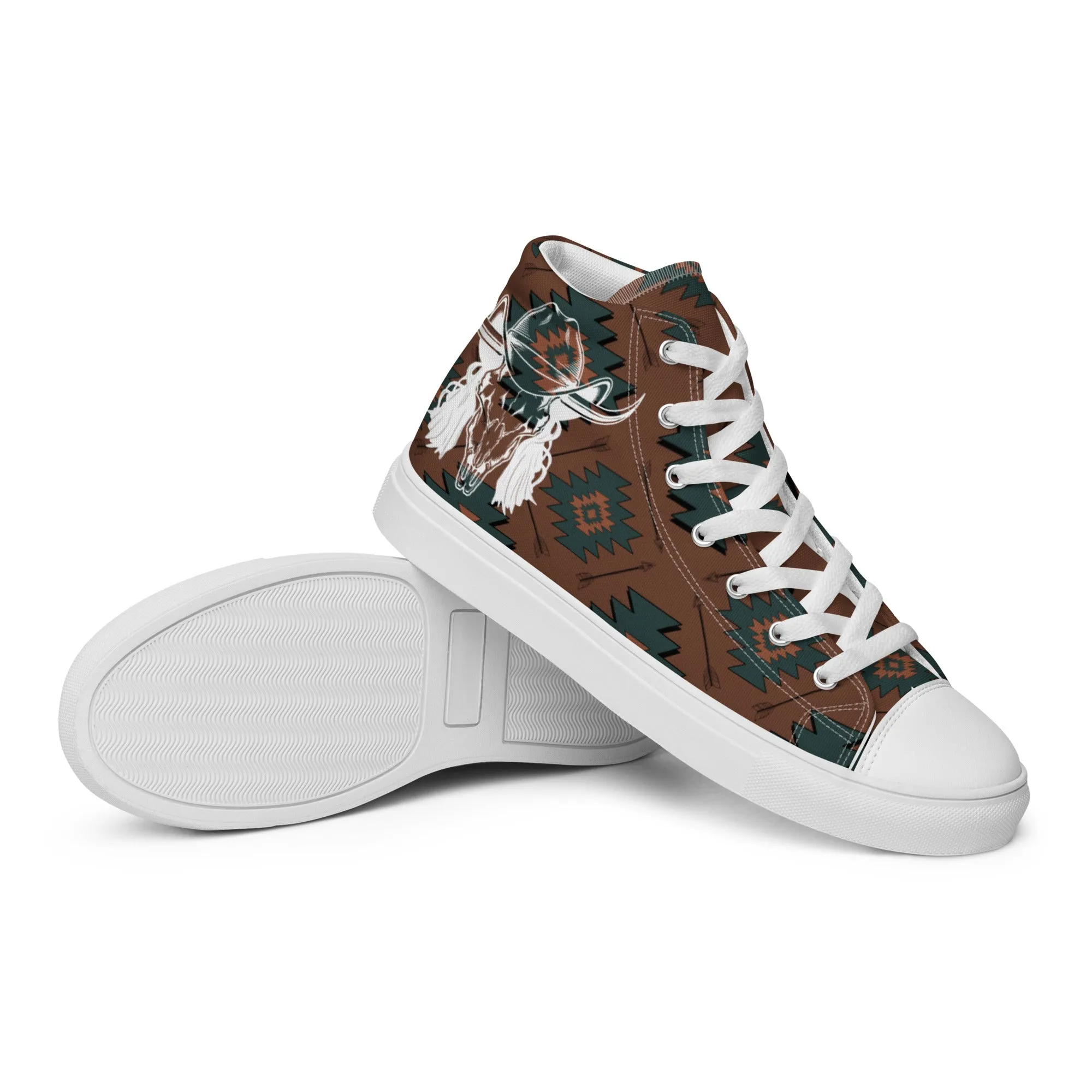 Aztec Mullet Cowboy Men’s high top canvas shoes