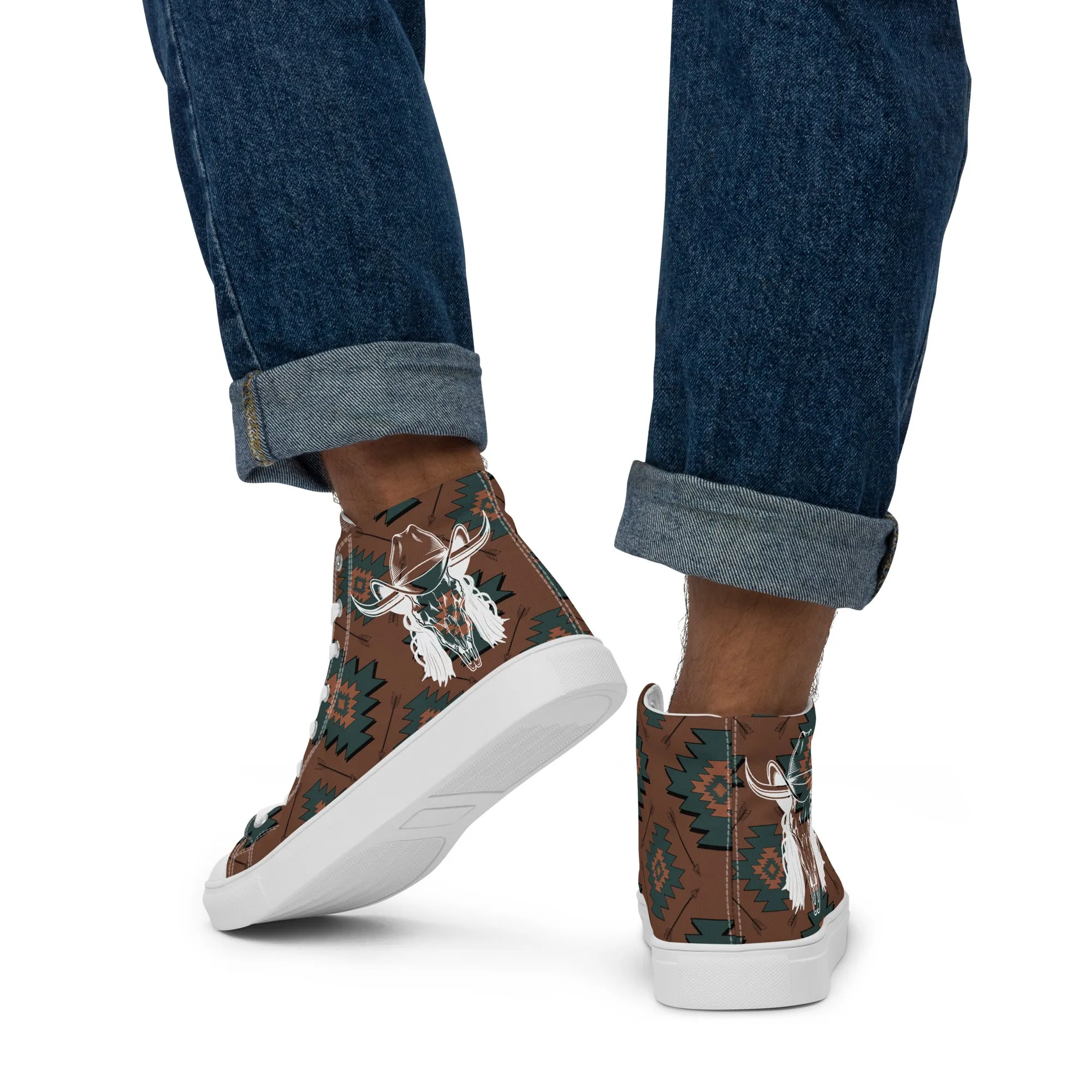 Aztec Mullet Cowboy Men’s high top canvas shoes