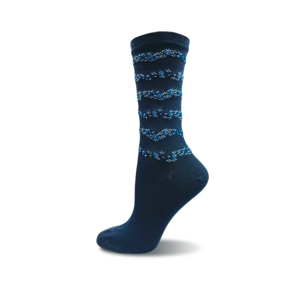 Bamboo Dress "Flower Line" Diabetic Socks by Wellness - Medium