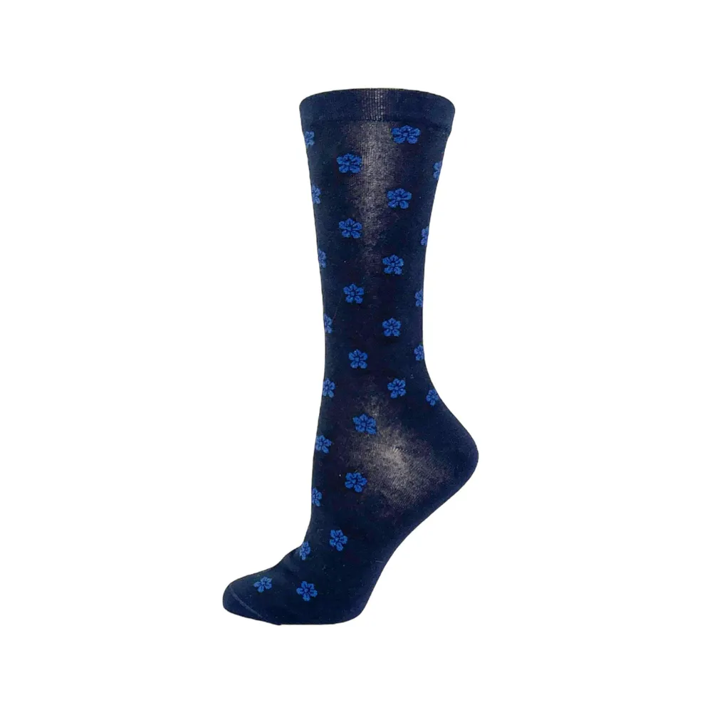 Bamboo Dress "Mini Flower" Diabetic Socks by Wellness - Medium