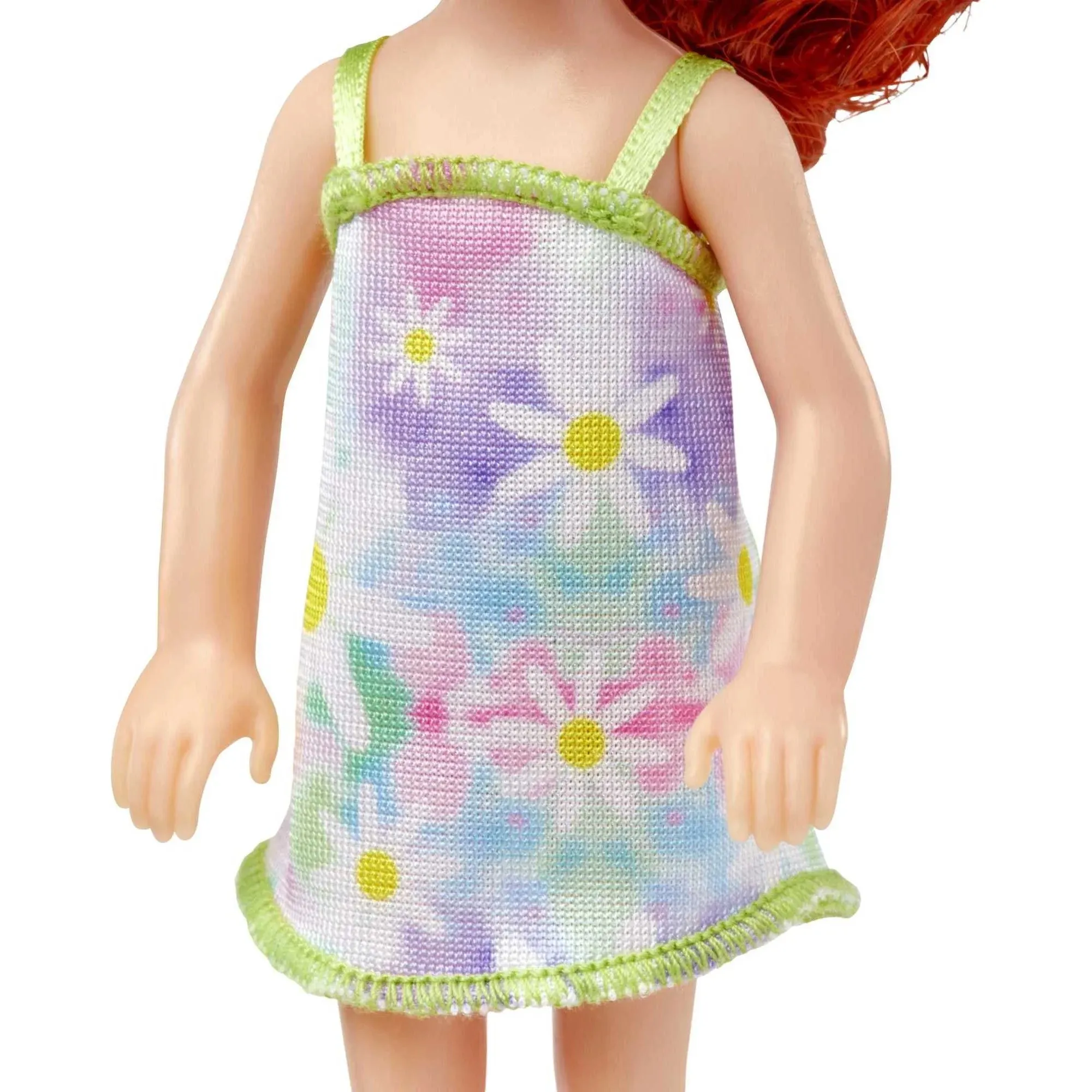 Barbie Chelsea Doll Floral Dress with Red Hair & Green Eyes