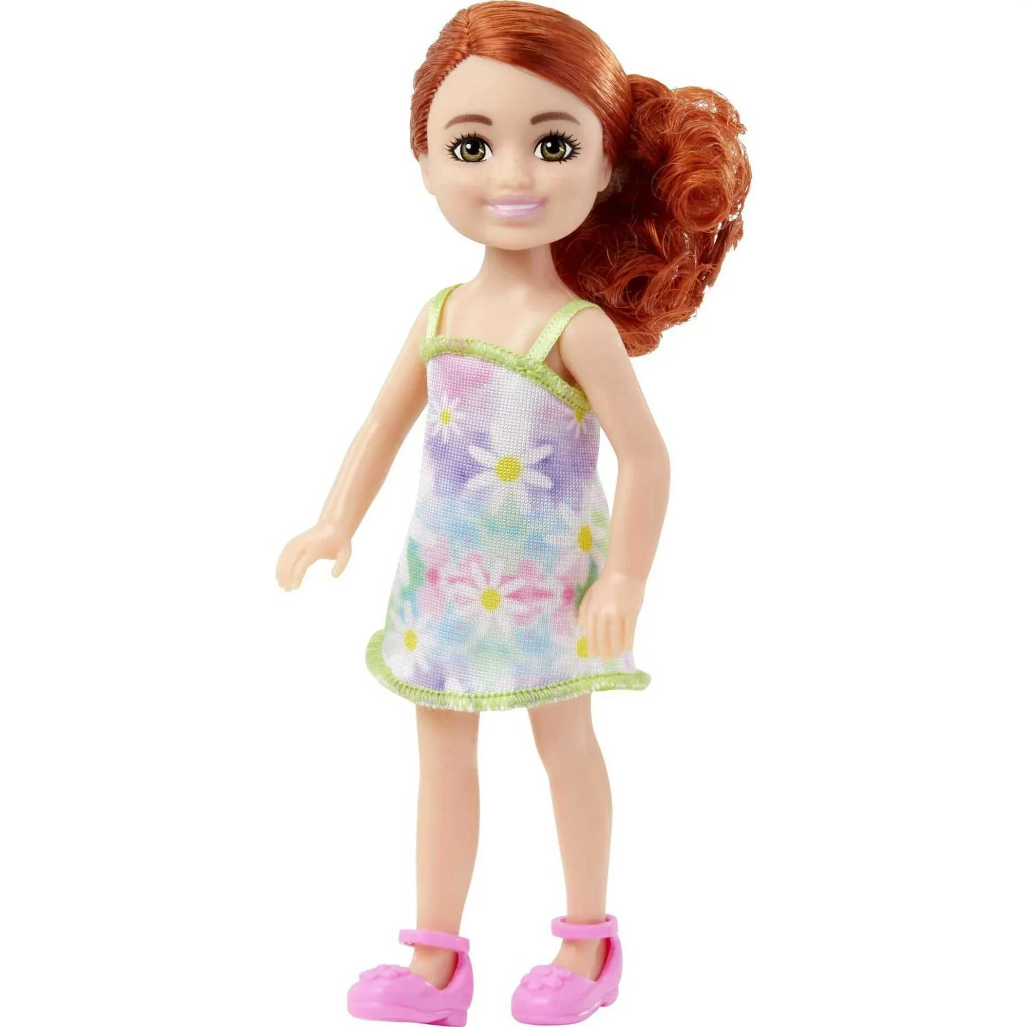Barbie Chelsea Doll Floral Dress with Red Hair & Green Eyes
