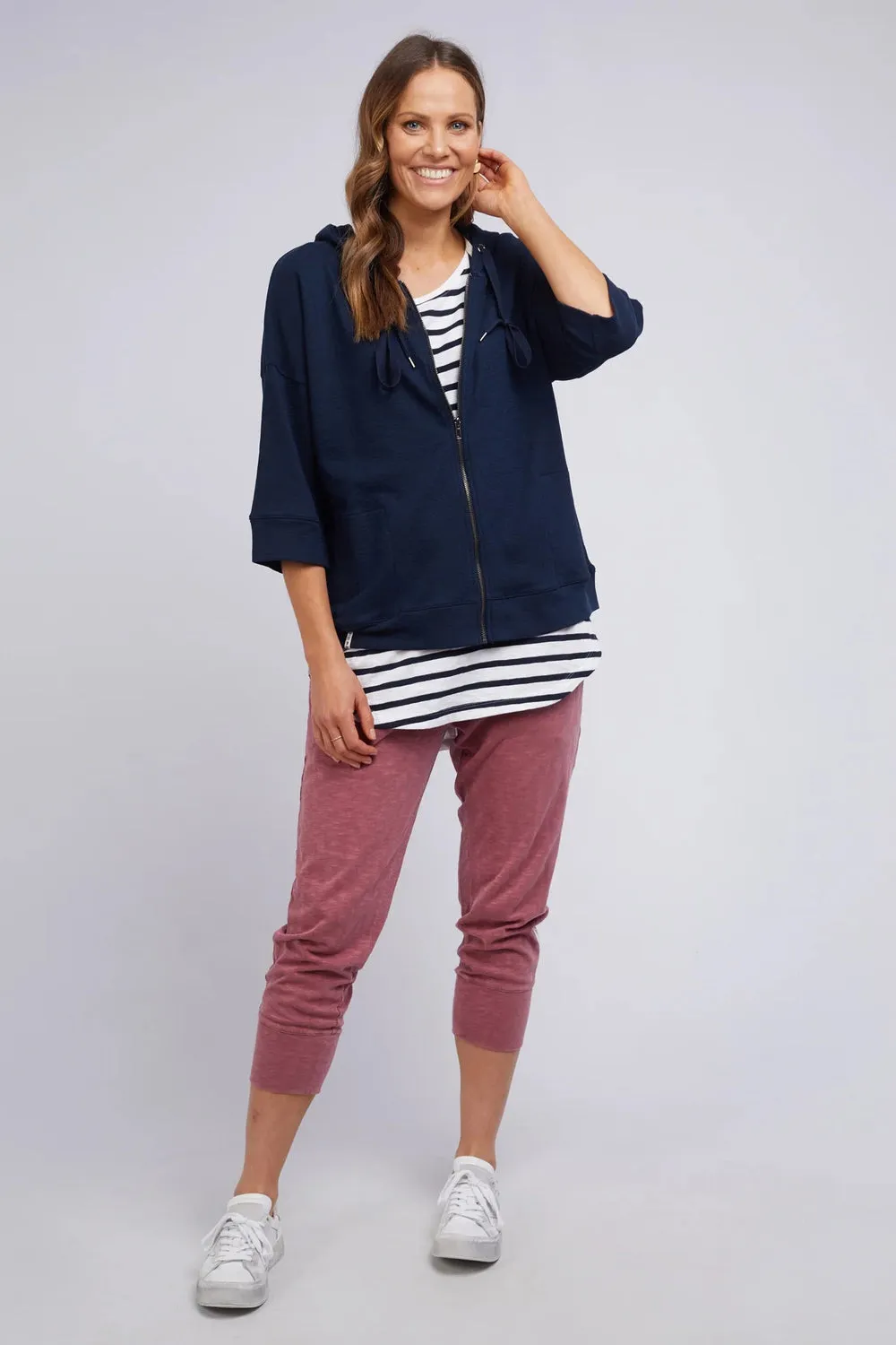 Beachy Zip Hoodie in Navy