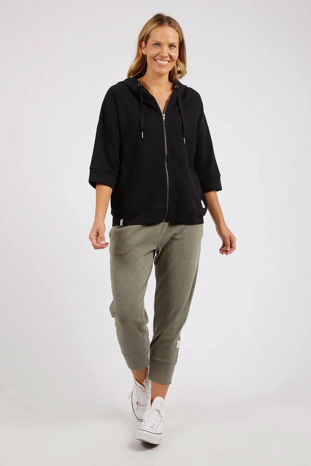 Beachy Zip Hoody in Black