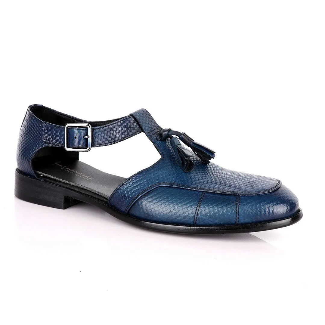 Billionaire Woven Tassel Blue Leather Sandal Shoe
