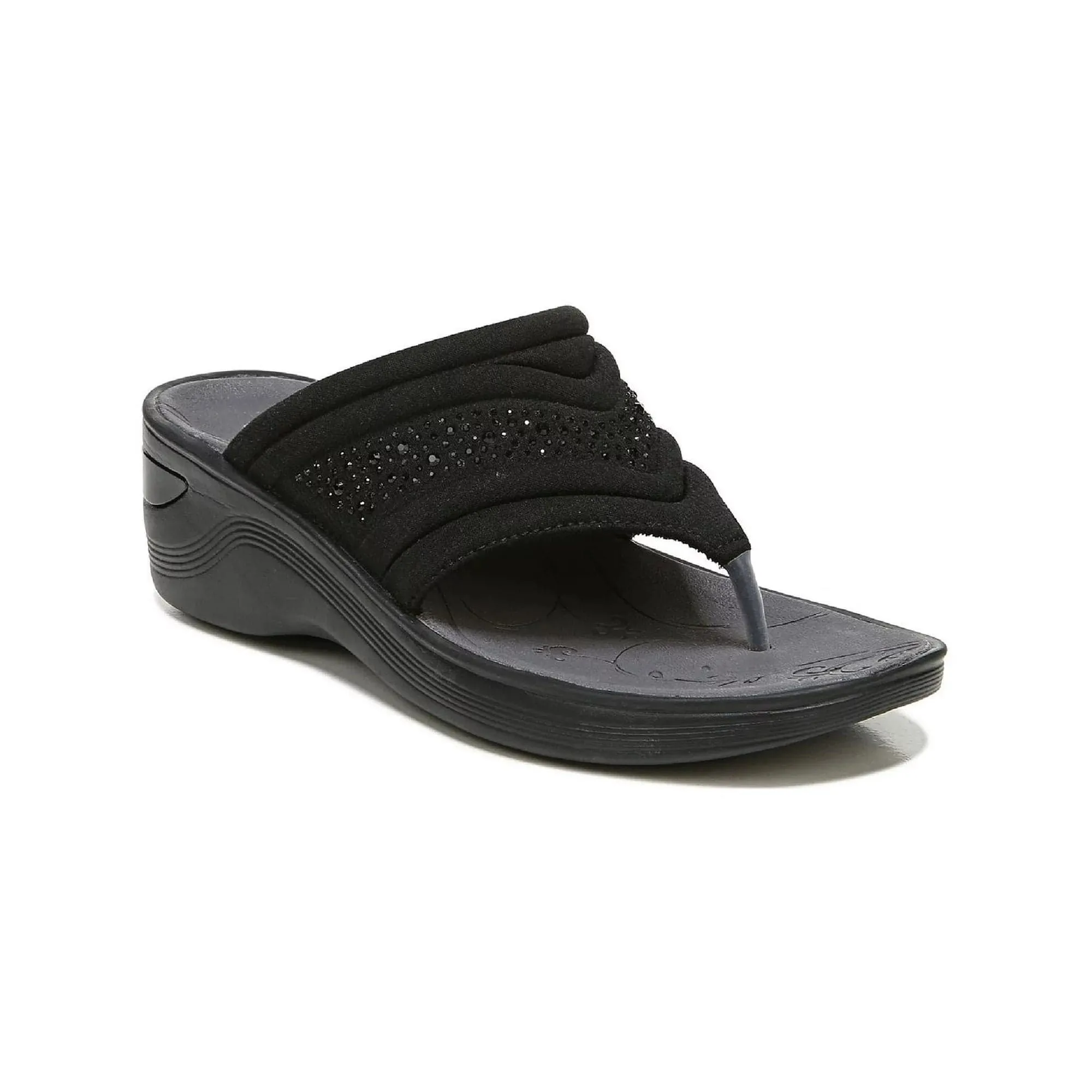 BZEES - Dazzle Me Embellished Wedge Thon Slippers