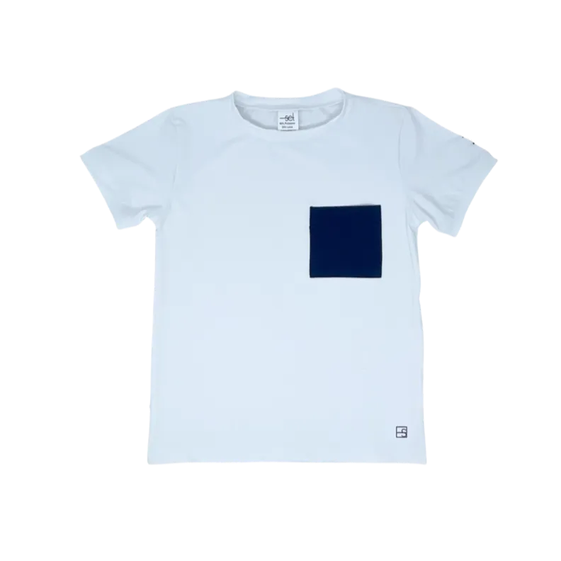Charlie Pocket Shirt | White w/ Navy (7-8)