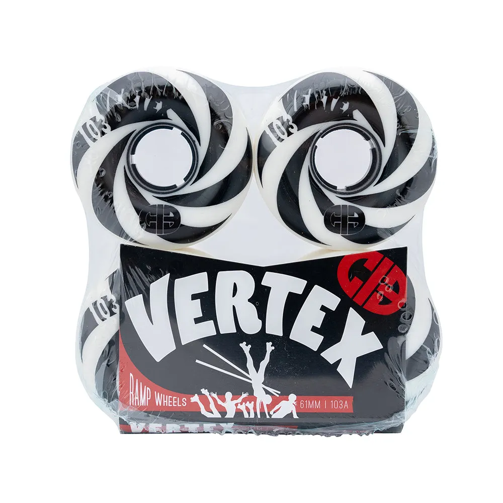 CIB Vertex Roller Skate Wheels 61mm 103a - Black/White (4 Pack)