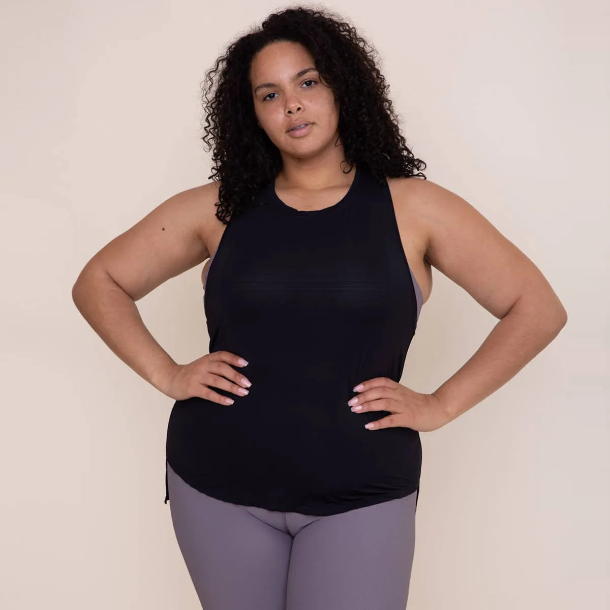 CURVY Cool-Touch Perforated Hi-Lo Racer Tank