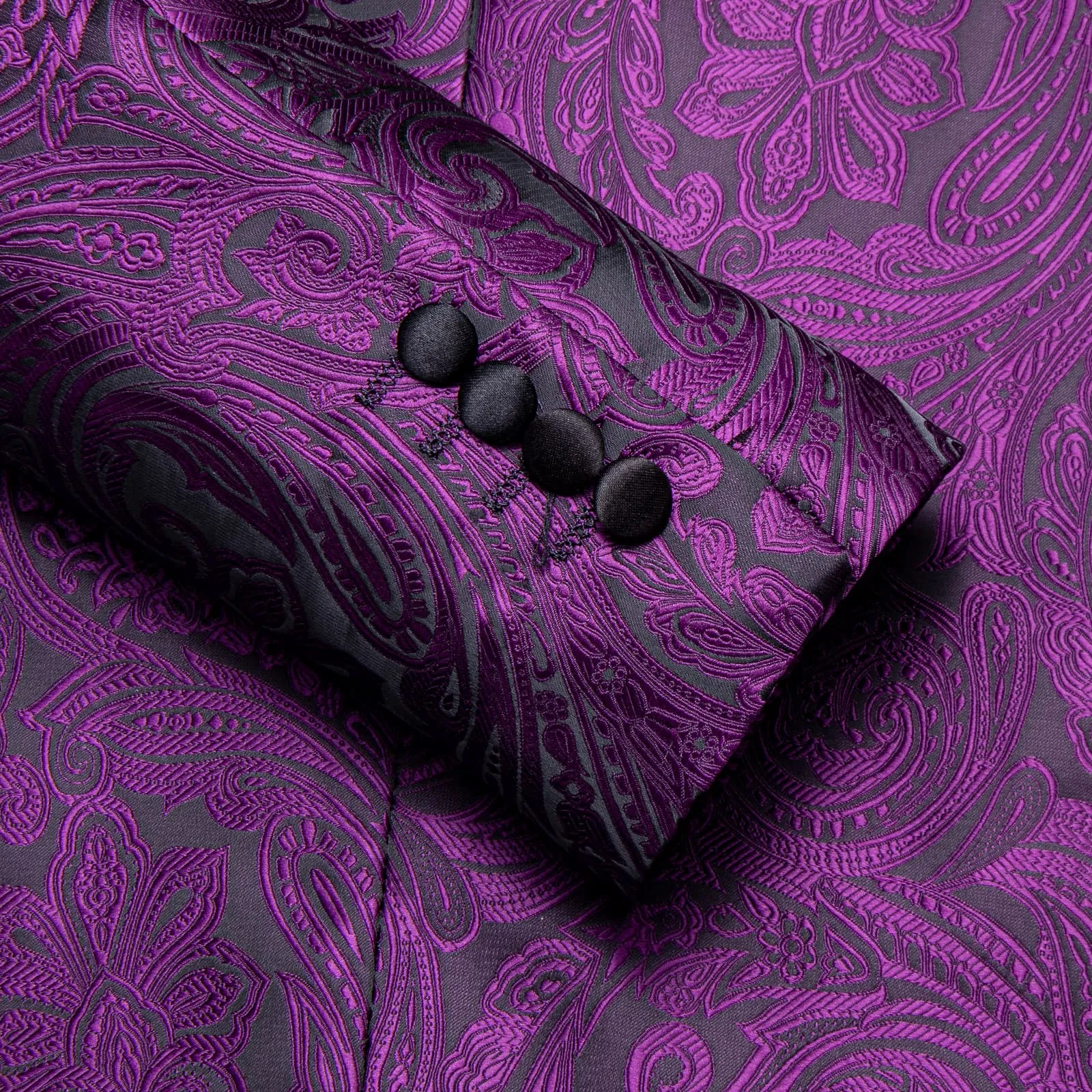 DiBanGu Royal Purple Paisley Shawl Collar Silk Slim Fit Mens Dress Suit