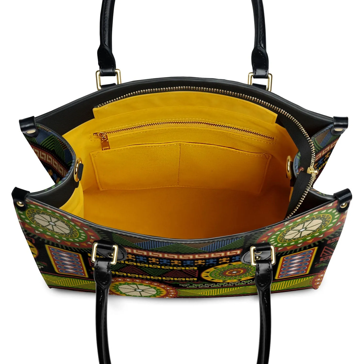 Ethnic African Geometric Pattern Leather Handbag