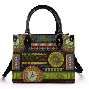 Ethnic African Geometric Pattern Leather Handbag