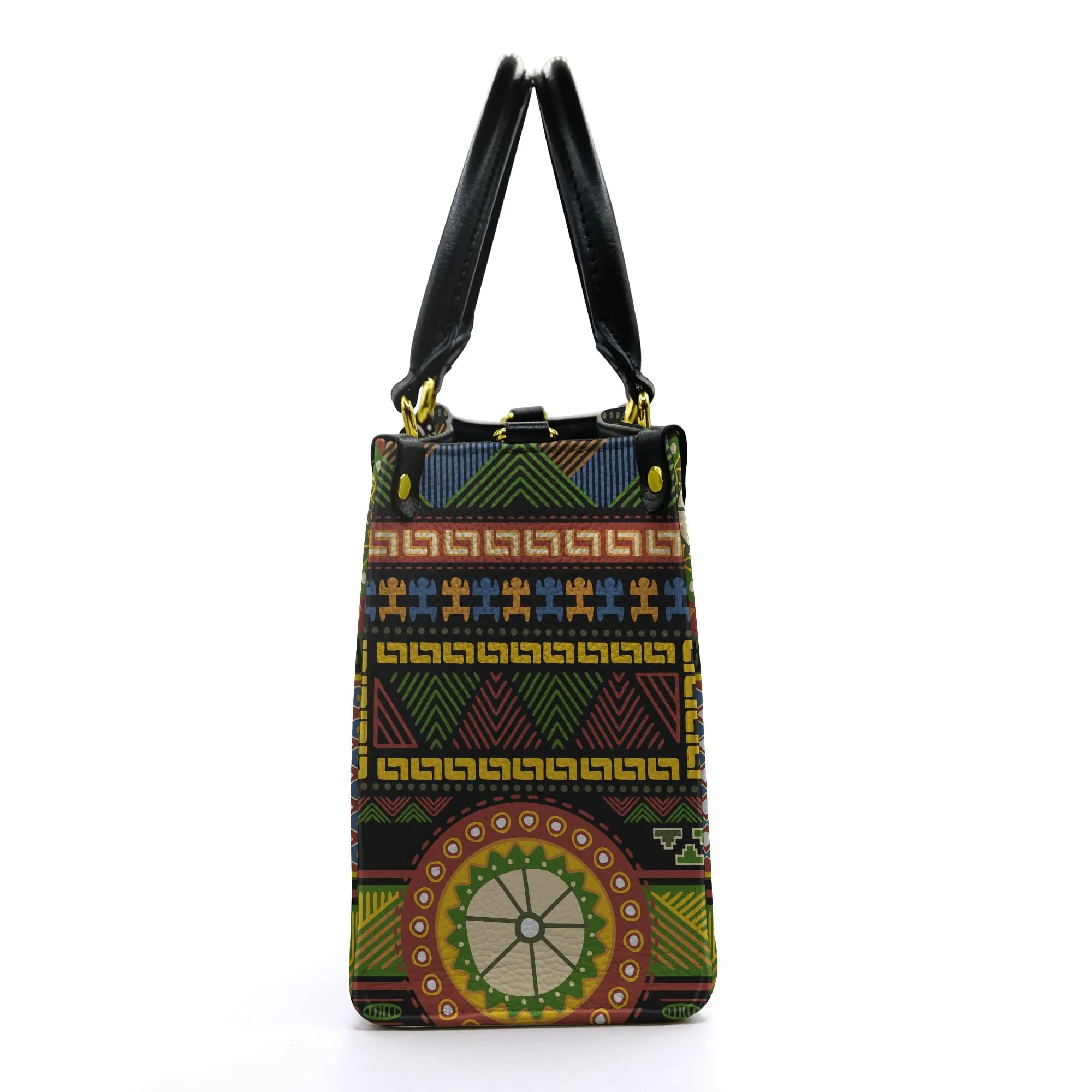 Ethnic African Geometric Pattern Leather Handbag