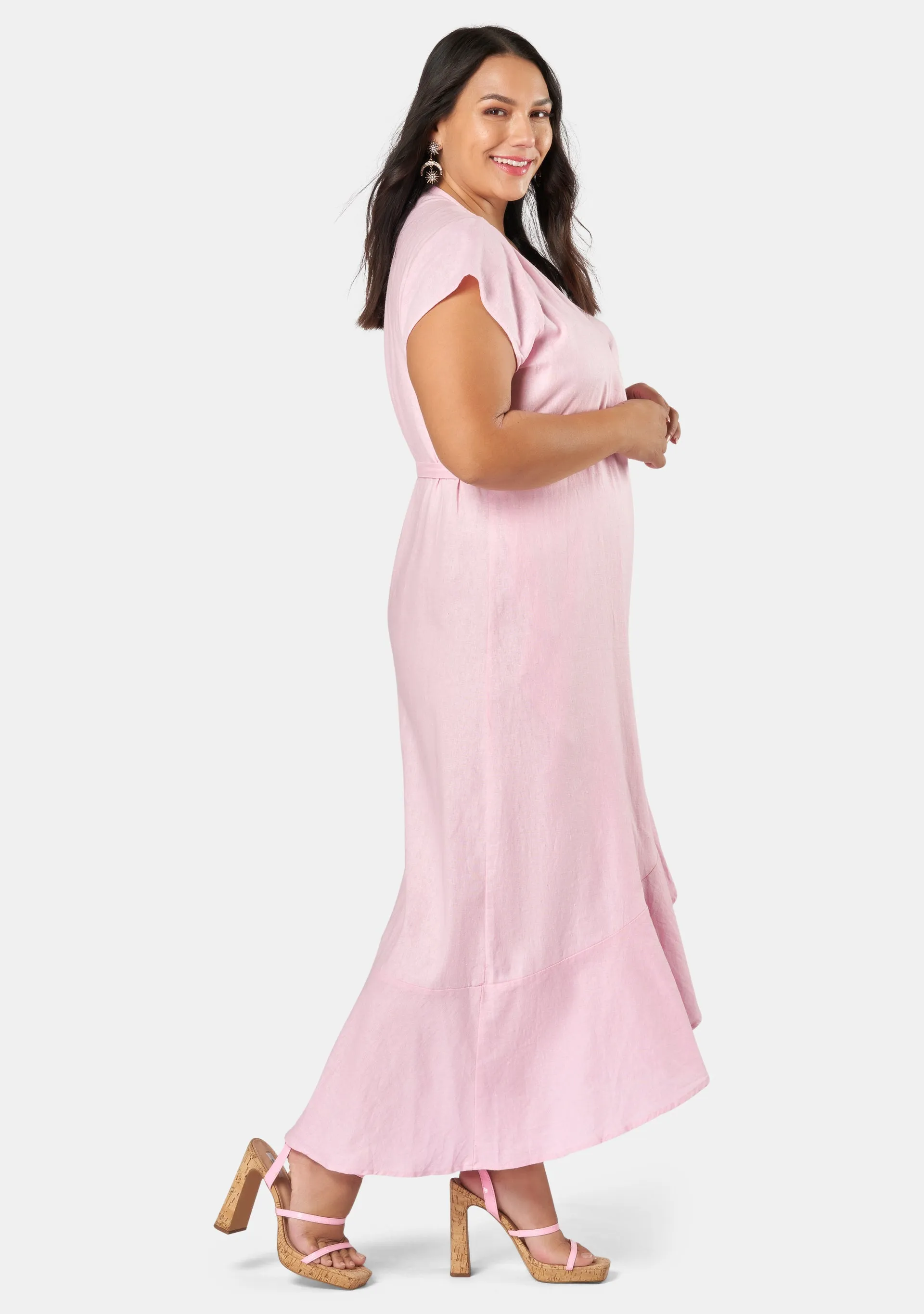 Fake Love Linen Wrap Dress