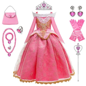 Girls' Fashion Embroidered One Shoulder Princess Skirt Fairy Tale Princess Costume Carnival Halloween costume Pink Fairy Tale Princess Set