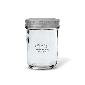 GLASS MASON JAR WITH FAVOUR SILVER LID (12/pkg)