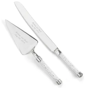 Glittering Beads Personalized Wedding Cake Serving Set