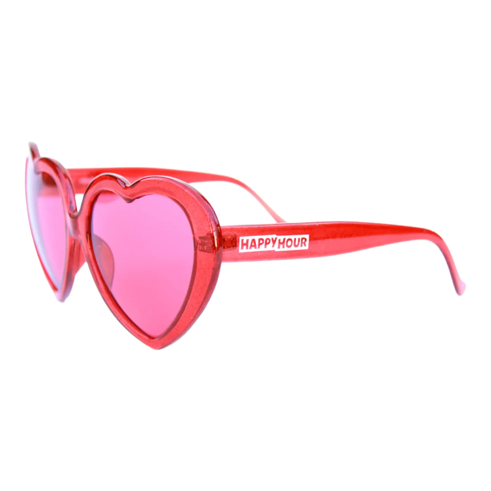 Happy Hour Shades | Heart On Sunglasses | Red Sparkle | Red Lens | MOXI