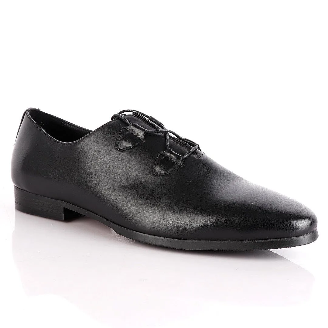 John Foster Black Half  Croc Laceup Oxford
