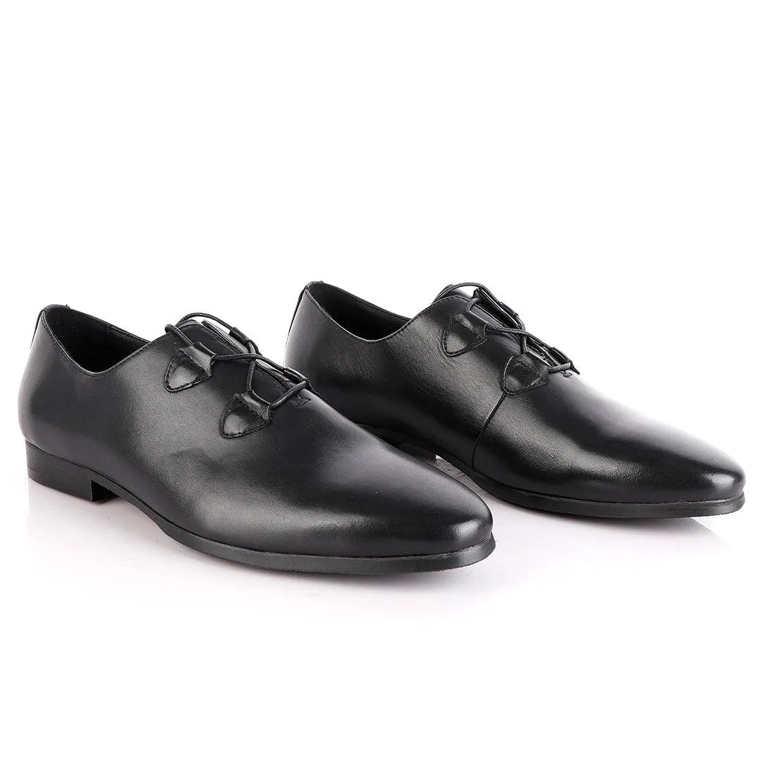 John Foster Black Half  Croc Laceup Oxford