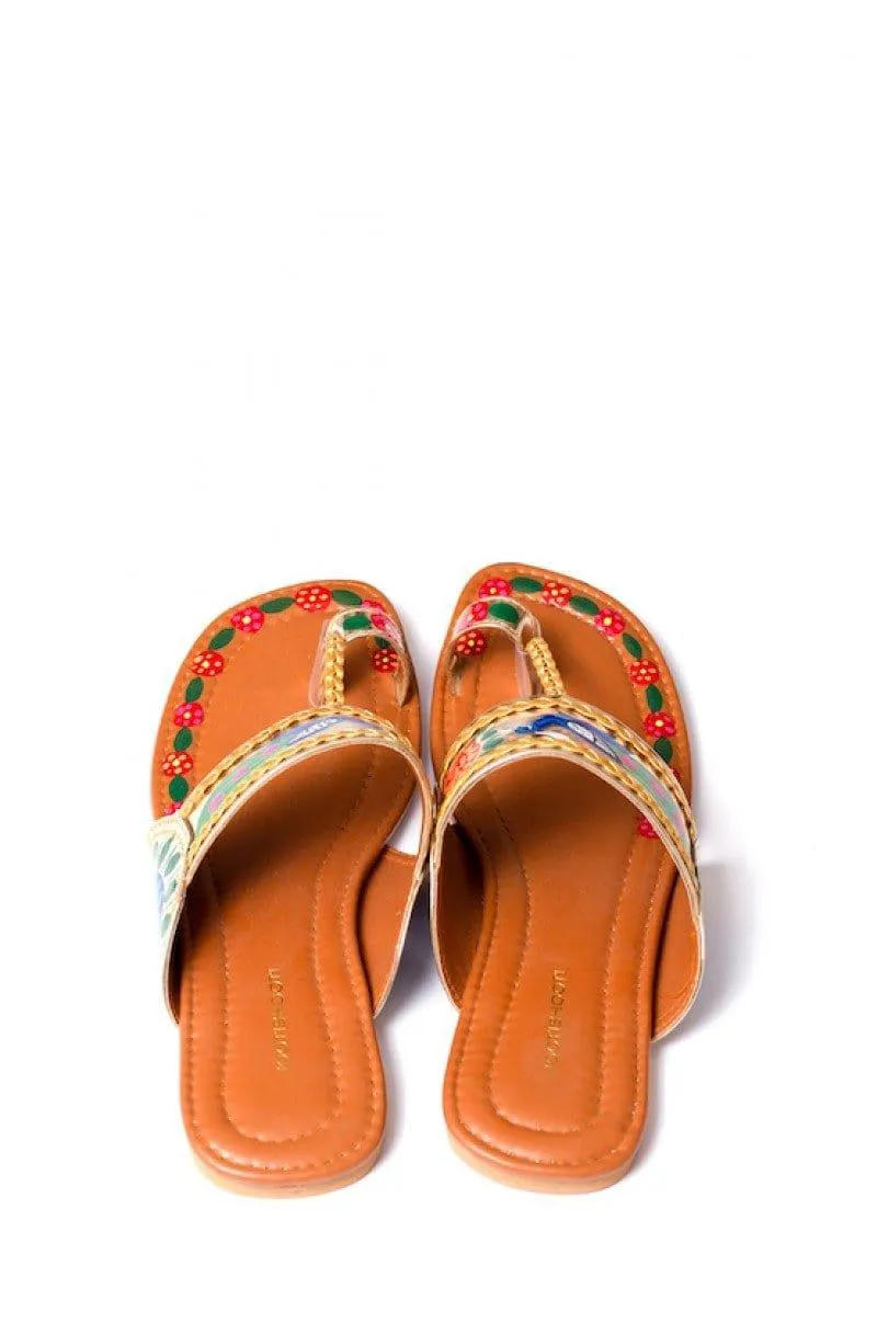 JootiShooti - Hand Painted Mor Bagh Golden