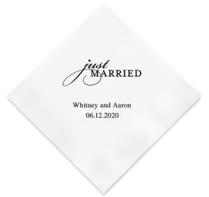 Just Married Personalized Wedding Napkins