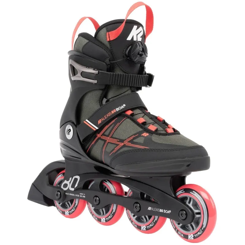 K2 Skates Alexis 80 Boa Inline Skates Gray Coral 9.5 - Open Box  - (Without Original Box)